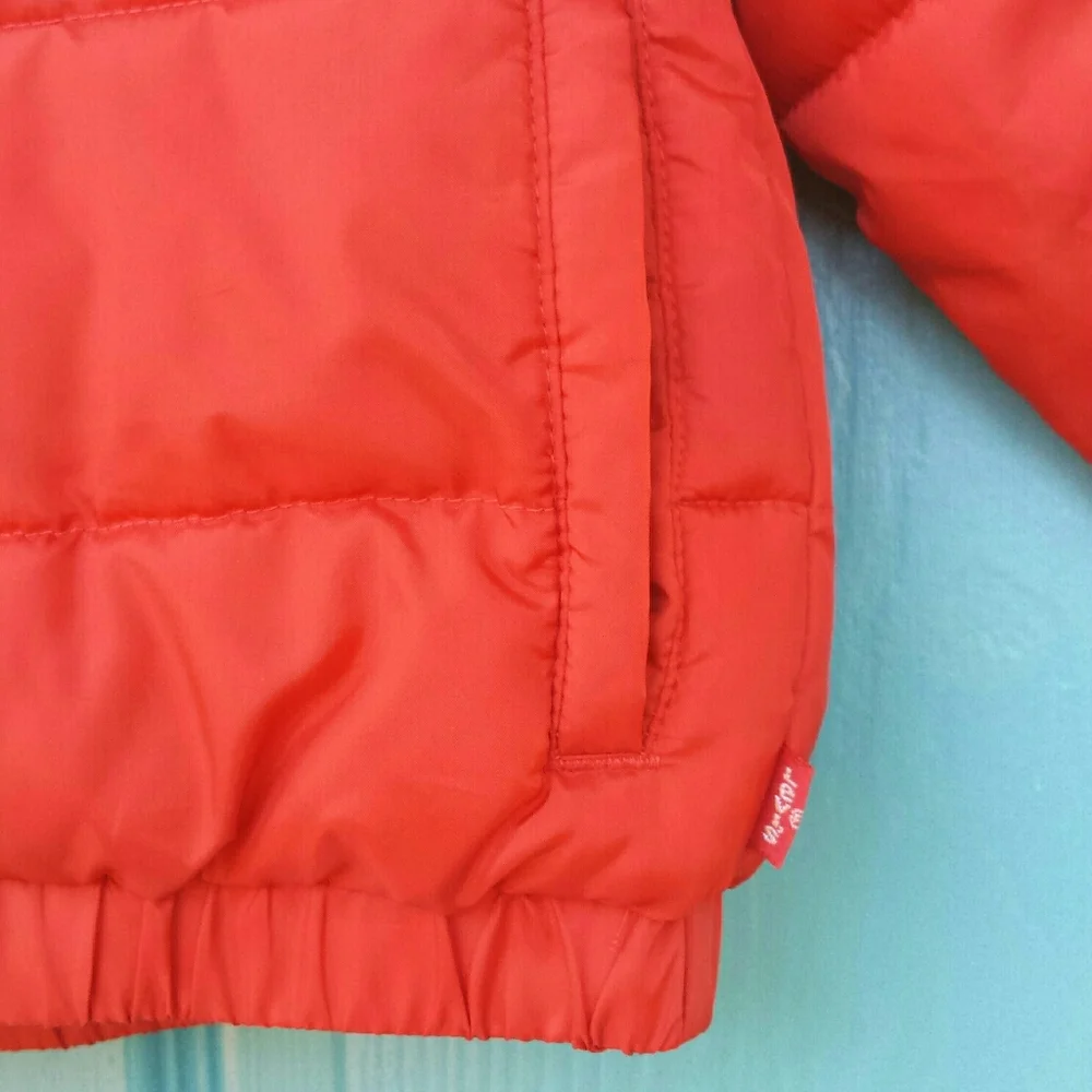 Levi's Baby Red White Blue Hood Winter Puffer Jacket 24M - Picture 6 of 12